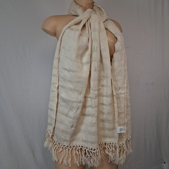 Be Kind By Ellen X Tribe Alive Chic Cream Scarf for Women tribe alive denim - Picture 7 of 10